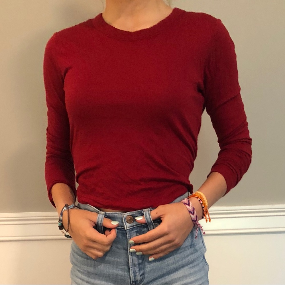 Red long sleeved crop top